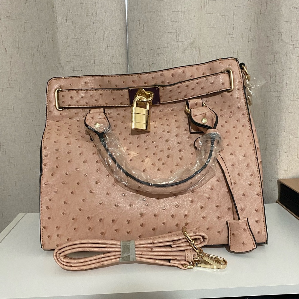 NWT Pink Faux Ostrich Leather Purse